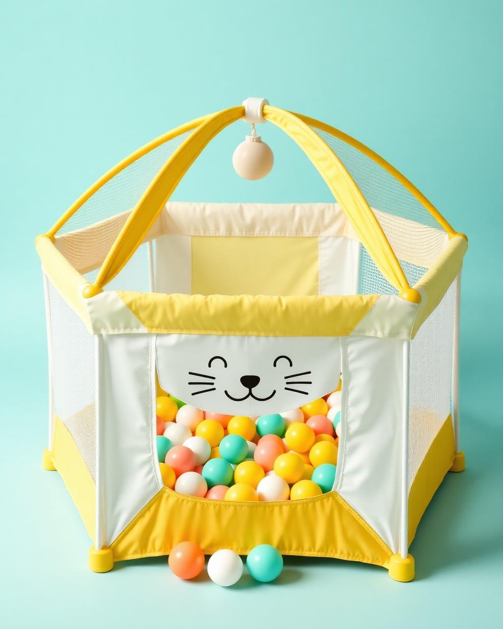 Corral de juegos con pelotas "Gatito Feliz"